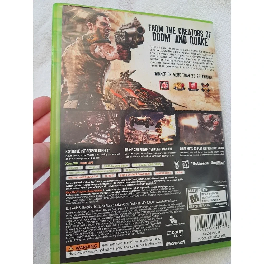 Rage Anarchy Edition Xbox 360 Bethesda id Software FPS Action Game NTSC‎ CIB